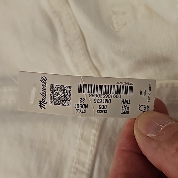 Madewell High Rise Perfect Vintage Jean Sz 32 in Tile White NWT - Picture 15 of 16